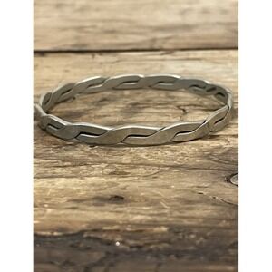 VTG Mexico 925 Stamped Sterling Silver Bangle Bracelet Braided Luxury